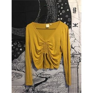 yellow tie up crop top